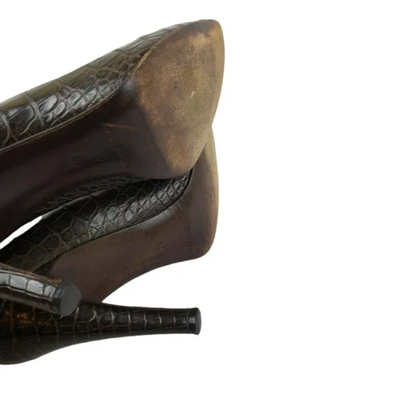 Balenciaga Brown Alligator/Leather Woman's 4" Heel Size 40 = US 10 - Picture 8 of 12